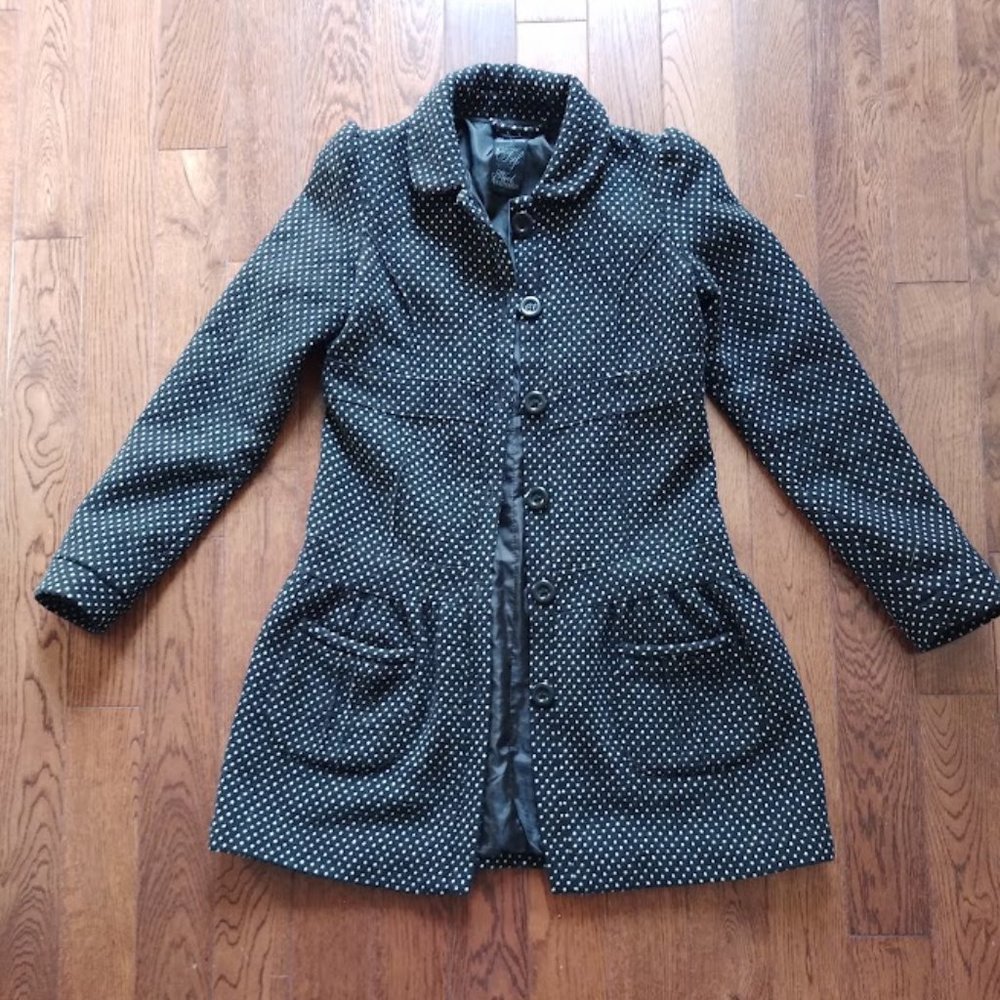 Zara TRF Collection Wide Lapel Single-Breasted Polka Dot Wool Coat